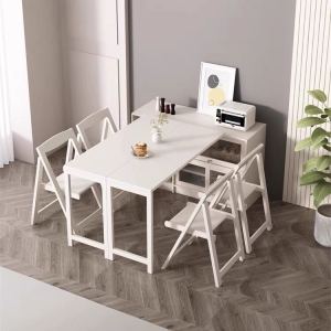 Nordic Style Extendable Dining Table with Buffet Cabinet Integrated Modern Simple Multi-Function Foldable Home Use Small Size