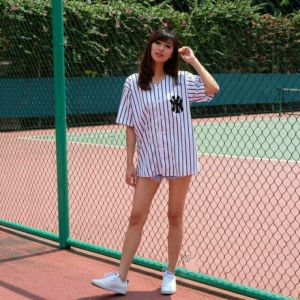Jersey Baseball Dodgers Biru Pria dan wanita