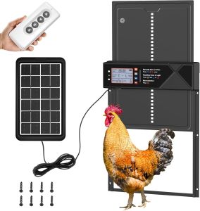 Automatic Chicken Coop Door Solar Powered2000 mAh LCD Display Automatic Chicken Door with Timer & Light Sensor Aluminum Alloy
