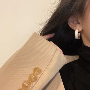 White Drip Glaze Earrings Women Simple Cold Style Drop Earrings Internet Celebrity Atmosphere New Fashion Trend Ear Jewelry