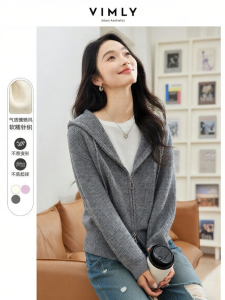 Vimly | Casual Loose Hooded Knit Cardigan Womens Jacket