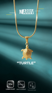 Emrys Premium Liontin Set Lucky Turtle Kura Kura Keberuntungan Titanium Anti Karat