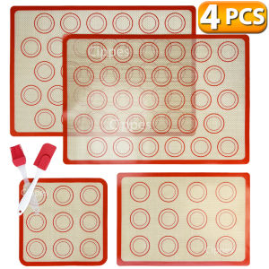 1/2/4pcs Silicone Baking Mats with Brush Spatula Set Non-Stick Reusable Heat-Resistant for Oven Cookies Macaron Pastry