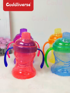 270ml Infant Anti-Slip Learning Drinking Cup Food Grade Silicone Duckbill Training Cup With Double Handle For Babies 12-48 Months
