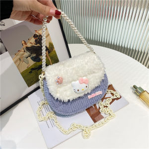 วันวาเลนไทน์ KT Cat Ice Strip Line Handmade DIY Material Bag Hand Sewn Saddle Bag Gift for เด็กผู้หญิงfriend Nylon Leisure Crossbody Bag