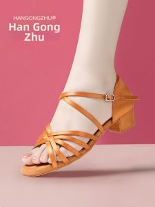 HANGONGZHU | Girls Beginner Satin Dance Shoes Soft Sole
