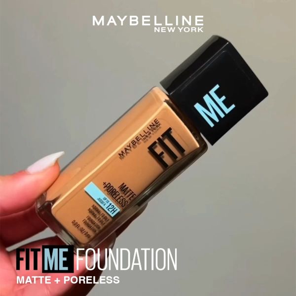 Maybelline Fit Me with AEROGEL Matte+Poreless Liquid Foundation (18mL) - Long lasting, SPF 22 PA+++