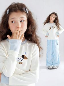 MUCMUKN | Warm Thermal Fiber Girls Dog Pattern Long Sleeve T-shirt