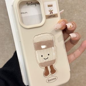 Korean Style Cute Fun Coffee French Fry Design Phone Case for  16 15Pro Max 14 14Pro Max Silicone Full Cover Anti-Fall