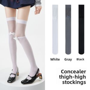 miiow | Ice Silk Spliced Womens Long Tube Socks Breathable Mesh Thin Anti-slip Anti-snag 2025 New Over Knee High Elastic Nylon Tights