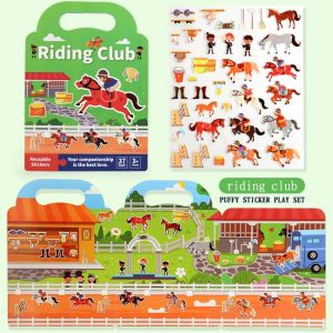 Bandai | New Cartoon Animal Enlightenment Baby Sticker Book Focus Potential Development Reusable Stickers Early Education Book For Kids