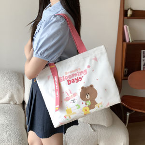 Túi Vải Canvas Thời Trang Cho Nữ Túi Đeo Vai Đơn Túi Xách Đi Làm Túi Vải Cotton Hoạt Hình Dễ Thương Có Khóa Kéo Túi Vải Canvas