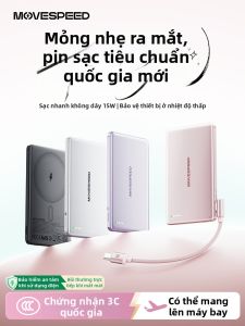 MOVESPEED | Pin Sạc Dự Phòng Không Dây Nhanh Dung Lượng Lớn Mỏng Có Dây Trong Máy