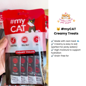 myCAT Creamy Cat Treats 15g x 4 Sticks | Tuna & Scallop / Salmon & Crab | Grain-Free Cat Snack