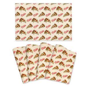 1PCS Cute Pizza Linen Placemats Colorful Flowers Decorative Dining Table Mats Washable Place Mat for Kitchen Holiday Party
