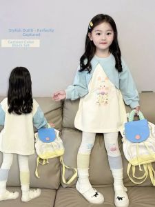 Cute Baby Girls Sweatshirt and Leggings Set Long Mid-Length