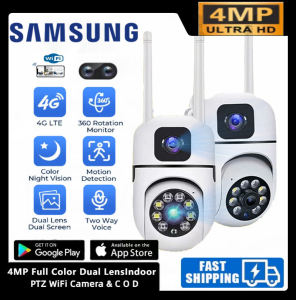 Samsung CCTV Camera Dual Lens WiFi Connect To Cellphone Two-Way Voice IP69 Smart Outdoor Waterproof Camera 360 Night Vision Auto Tracking