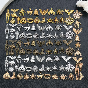 20/100pcs Halloween Collection Craft Supplies Charms Pendants for Crafting Jewelry Findings Making Accessory For DIY Necklace
