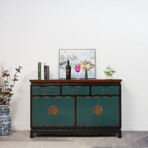 New Chinese Style Solid Wood Sideboard Cabinet Tea Cabinet Equipment Sideboard Hallway Shoe Cabinet Elm Restaurant Partition Locker Wine Cabinet