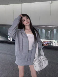 American Style Casual Sportswear Set Women Loose Hoodie Jacket High Waist Mini Skirt Two Piece Set Autumn Fashion Ensemble