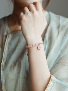 Original Design Pink Crystal Pearl Bracelet Womens Style Peach Blossom Attracting Fashion Jewelry Hand Accessory