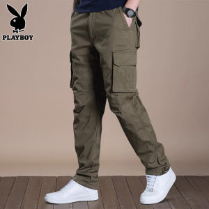 Playboy Mens Casual Straight Leg Workwear Pants Autumn New Fashion Long Trousers Loose Fit Youthful Style Cotton Sweatpants