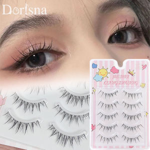 Dorisna 5 Pairs Thai Manga Lashes Soft Little Devil False Eyelashes Daily Dating Makeup Natural Eye Extension