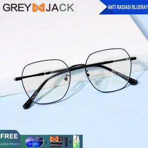 Grey Jack Kacamata Antiradiasi Blueray Metal Gaya Terbaru Bentuk Kotak Wanita Pria Antiradiasi Blueray Phocromic Bluecromic FA29233