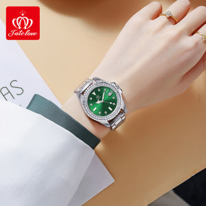 Fatelove official original authentic womens watch 2024 new waterproof luxury brand fashion casual simple diamond-set luminous calendar quartz watch stainless steel strap gift for girlfriend