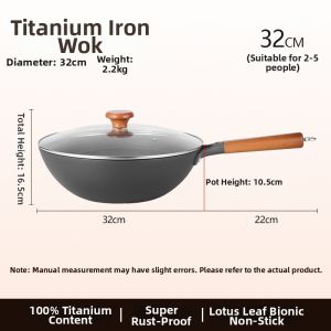Nitrided Traditional Thickened Cast Iron No Smoke Nonstick Wok