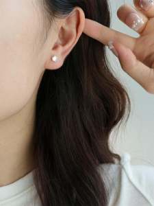 Earring S925 Sterling Silver Womens round Glass Ear Studs Piercing Fashion Jewelry Korean Style Fresh out New Accessories