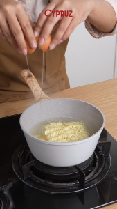 Cypruz Panci Susu Anti Lengket Sauce Pan Premium Light Marble Series Gagang Kayu