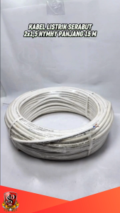 Kabel NYMHY Serabut Tembaga 2x1.5 PUTIH Panjang 15 METER / Kabel Fleksibel Serabut Tembaga 2x1.5 NYMHY Panjang 15 METER SNI