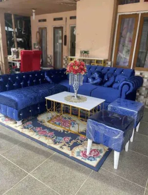 Sofa selonjor kancing 3 2 dudukan selonjor elegan