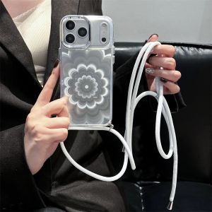 Luxury Laser Flower Pattern Crossbody Lanyard Case For iPhone 17 Pro Max Air 16e 15 14 13 12 11 7 8 Plus XS X XR SE 2020 2022