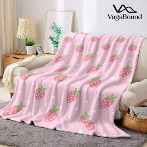 Pink Strawberry Dot Flannel Blanket Warm Soft Halloween Christmas Decorative Couch Warm Cozy All-Season Gift