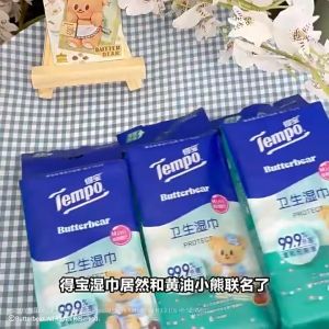 พร้อมส่ง Tempo Butter Bear ทิชชู่เปียก 1 แพค 6 ห่อ 48 แผ่น ผ้าเช็ดหน้า ทิชชู่หมีเนย แบบเปียกพรีออเดอร์