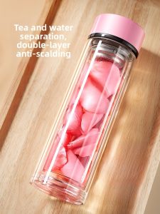 High Temperature Resistant Glass Water Cup Womens Transparent Double Layer Stylish New Model Home Drinking Cup Breakfast Cup