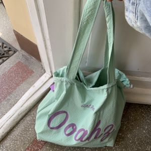 No Sugar No Ice Lazy Drawstring Canvas Bag OoaHZ Tote Bag Large Capacity Single Shoulder Bag Korean Style Soft Nylon Fabric