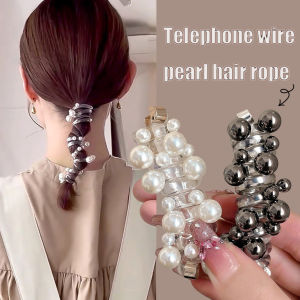 Pearl Telephone Wire Hair Rope Ponytail Rubber Band Hair Ring Girls Ponytail Hair Ties Women Fashion Hair Accessories