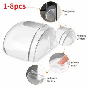 1-8Pcs Transparent Soft Silicone Door Stopper Anti Collision Wall Guard Adhesive Rubber Bumper Protector for Door Handle Cabinet
