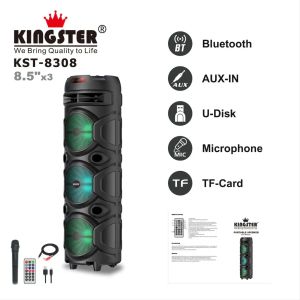 KINGSTER KST-8308 PORTABLE PARTY SPEAKER 3 POWERFUL BASS SPEAKER 22800W P.M.P.O