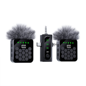 Wireless Lavalier Microphone Mini Audio Video Recording Mic for iPhone Android Live Broadcast Gaming - Compact Receiver Included