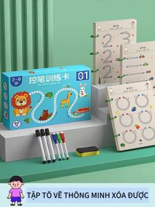 Tập tô vẽ thông minh xóa được 64 trang TILO KIDS tặng 6 bút + 1 bông xóa - Đồ chơi giáo dục toàn diện Montessori