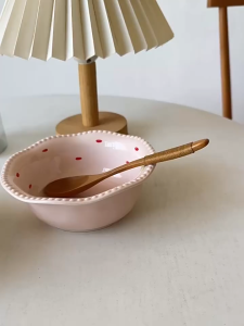 Cabify Ceramic 6 Inches Cute Flower Shape Yogurt Bowl Fruit Cereal Breakfast Salad Bowl Oatmeal For Air Fryer Oven