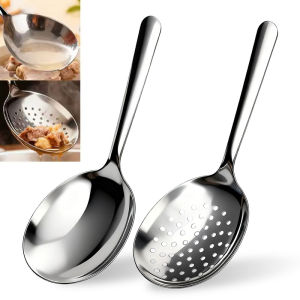 2Pcs Large Stainless Steel Ladles For Serving Soup Rice Slotted Spoon Kitchen Utensils For Daily Use