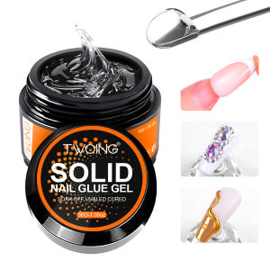 30g Solid Nail Glue Gel for False Nail Tips Huge Capacity Press on Nail Glue Strong Adhesive Solid Rhinestone Glue Gel UV Glue