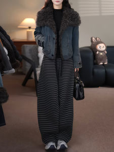 Shalldoer | Warming Slimming Loose Wool and Denim Spliced Jacket