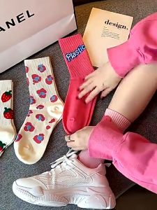 5 Pairs Socks Women Summer Ins Fashion Cute Socks Strawberry Sweet Girl Pink Mid Socks