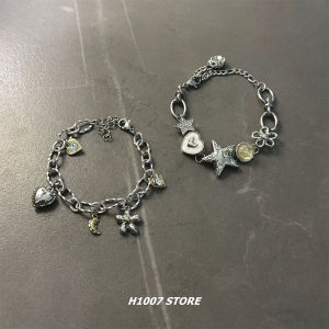 Star Heart Pendant Metal Bracelet for Men and Women Unique Couple Design Titanium Steel Accessory Freshly Baked